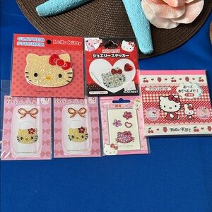 🖤5 of Hello Kitty Glitter Jewelry Stickers x 1 of Origami Kitty note pad